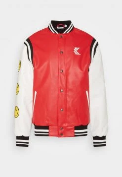 Brandneu 🎁 KARL KANI X SMILEY® COLLEGE JACKET - Kunstlederjacke - Red, Herren ⭐ -Karl Kani Verkäufe 20ee1719961e4f39948b40f40f524992