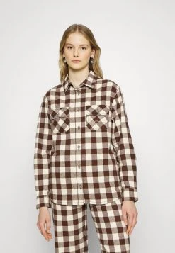 Besorgen ❤️ Karl Kani CHEST SIGNATURE FLANNEL - Hemdbluse - Sand/brown, Damen 😀