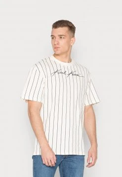 Budget 🛒 Karl Kani AUTOGRAPH PINSTRIPE TEE UNISEX - T-Shirt Basic - Cream ⭐
