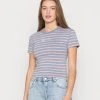 Am billigsten 🛒 Karl Kani SMALL SIGNATURE TIGHT STRIPE TEE - T-Shirt Print - Blue, Damen ⭐