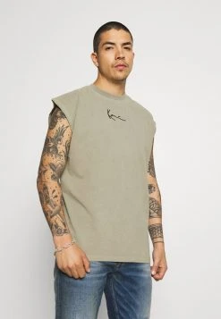 Rabatt ⭐ Karl Kani SMALL SIGNATURE WASHED TEE - T-Shirt Print - Dark Green, Herren ✨