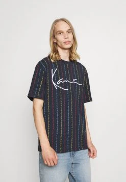 Am billigsten 🤩 Karl Kani UNISEX SIGNATURE LOGO PINSTRIPE TEE - T-Shirt Print - Navy 😉