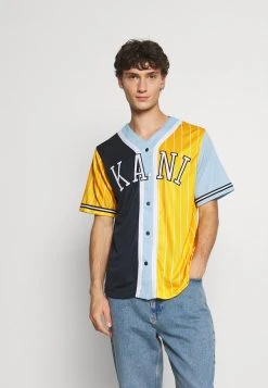 Aktion 🎁 Karl Kani COLLEGE BLOCK PINSTRIPE ⚾ BASEBALL - T-Shirt Print - Yellow, Herren ❤️