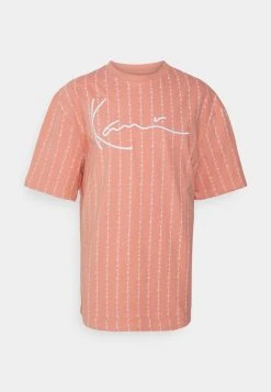Neu 🎉 Karl Kani SIGNATURE LOGO PINSTRIPE TEE UNISEX - T-Shirt Print - Rose ✔️
