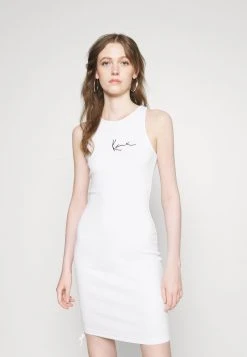 Aktion ✨ Karl Kani SMALL SIGNATURE GATHERED DRESS - Etuikleid - White, Damen 🤩