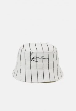 Neu 🛒 Karl Kani SIGNATURE PINSTRIPE BUCKET HAT UNISEX - Hut - White ⭐