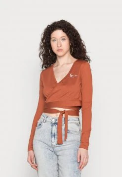 Am billigsten ❤️ Karl Kani SMALL SIGNATURE SHORT RUST - Langarmshirt - Rust, Damen 👍