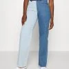 Besorgen ⭐ Karl Kani BLOCK WIDE LEG PANTS - Jeans Straight Leg - Blue, Damen 👏