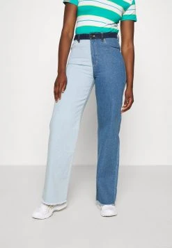 Besorgen ⭐ Karl Kani BLOCK WIDE LEG PANTS - Jeans Straight Leg - Blue, Damen 👏
