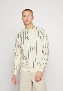 Auslauf ❤️ Karl Kani UNISEX SMALL SIGNATURE PINSTRIPE CREW - Sweatshirt - Cream 😍