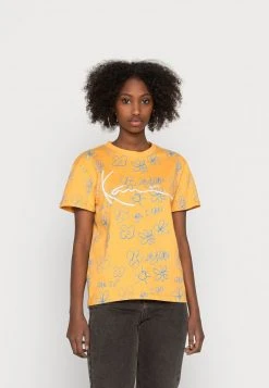 Bestes Angebot 🎁 Karl Kani SIGNATURE FLOWER TEE LIGHT - T-Shirt Print - Light Orange, Damen ✨
