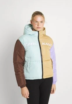 Coupon 😍 Karl Kani RETRO BLOCK HOODED PUFFER JACKET - Winterjacke - Sand, Damen ⌛