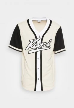 Blitzangebot ✔️ Karl Kani VARSITY BLOCK ⚾ BASEBALL UNISEX - T-Shirt Print - Light Sand/black/white ❤️ -Karl Kani Verkäufe cbbd35c1ddac474db397119c7c1f8f85