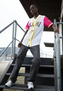 Rabatt ❤️ Karl Kani COLLEGE BLOCK ⚾ BASEBALL - T-Shirt Print - White, Damen 👏