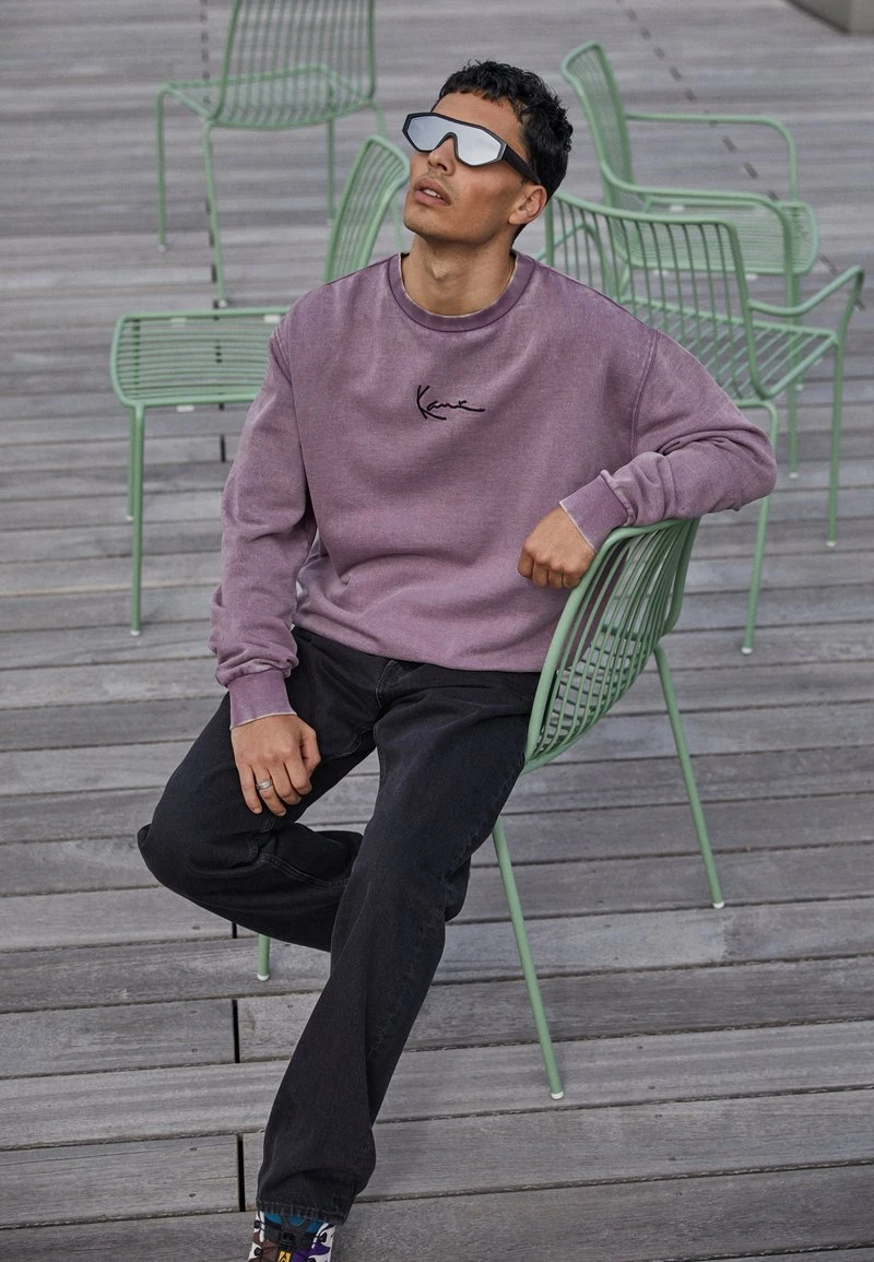 Beste Bewertungen von 💯 Karl Kani SMALL SIGNATURE UNISEX - Sweatshirt - Violet 🎉