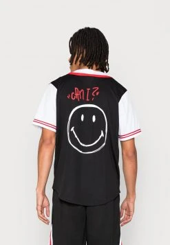 Brandneu ❤️ KARL KANI X SMILEY® OG SCRIBBLE ⚾ BASEBALL 👍 SHIRT - Hemd - Black, Herren ⭐