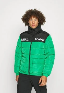 Schlussverkauf ✔️ Karl Kani RETRO BLOCK PUFFER JACKET UNISEX - Winterjacke - Black/green 😀
