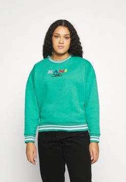 Am billigsten ❤️ Karl Kani RETRO COLLEGE CREW - Sweatshirt - Dark Mint, Damen 🎁