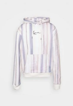 Rabatt 🥰 Karl Kani SMALL SIGNATURE TIE DYE STRIPE HOODIE UNISEX - Kapuzenpullover - Cream ❤️